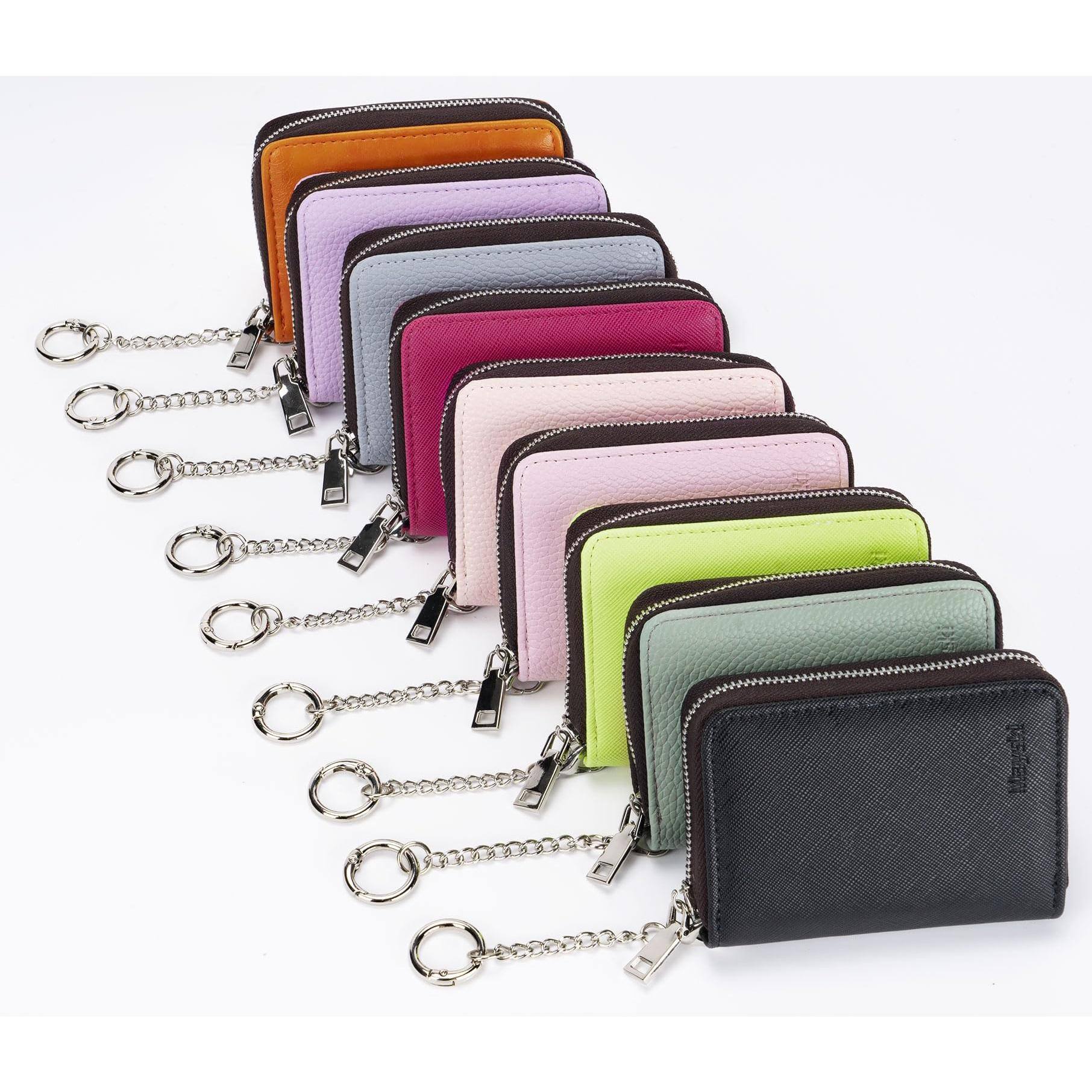 Alt View 4. Jadie Link - Credit Card Holder Zipper Wallet Women Small Accordion Cases Keychain Business Black Unique Design credit card holders - Black.