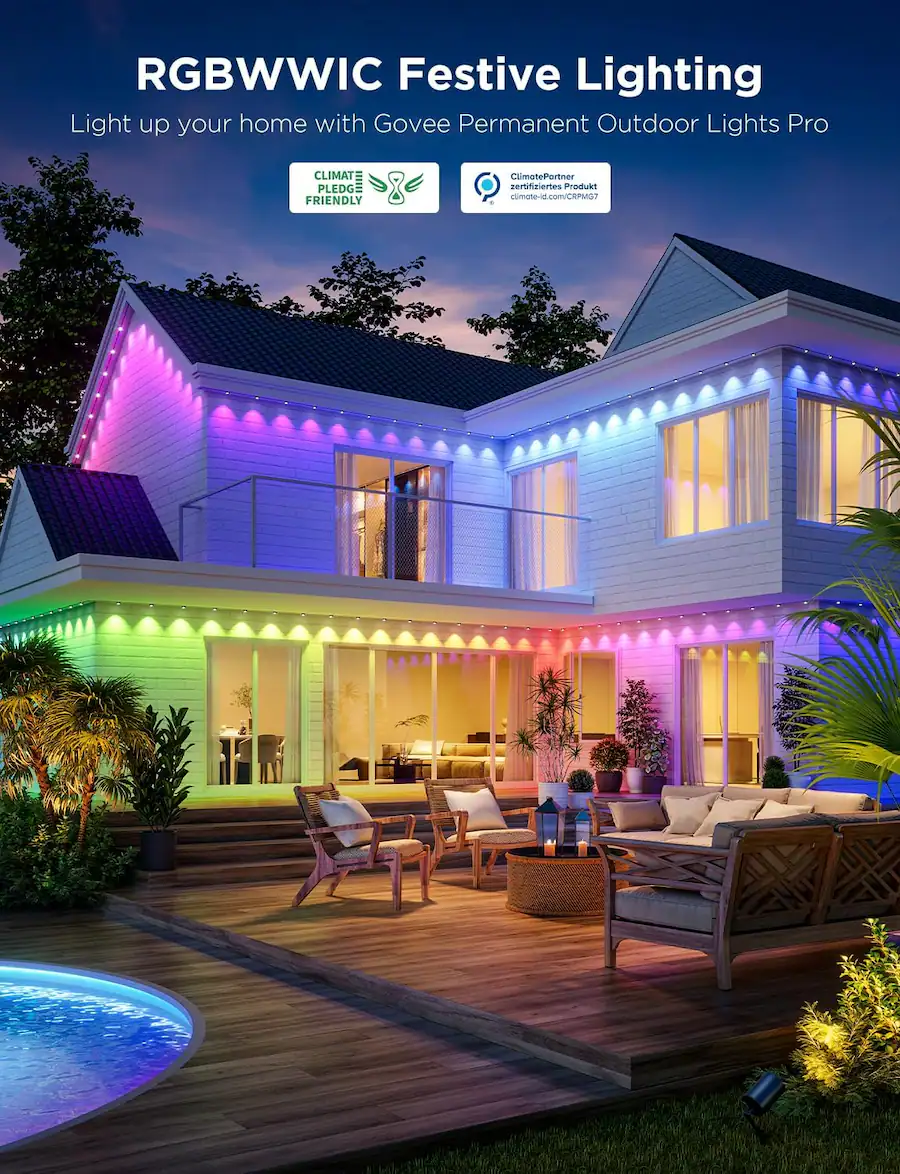 Govee 150ft Black Permanent Outdoor String Lights Pro ‎Black H706B ...