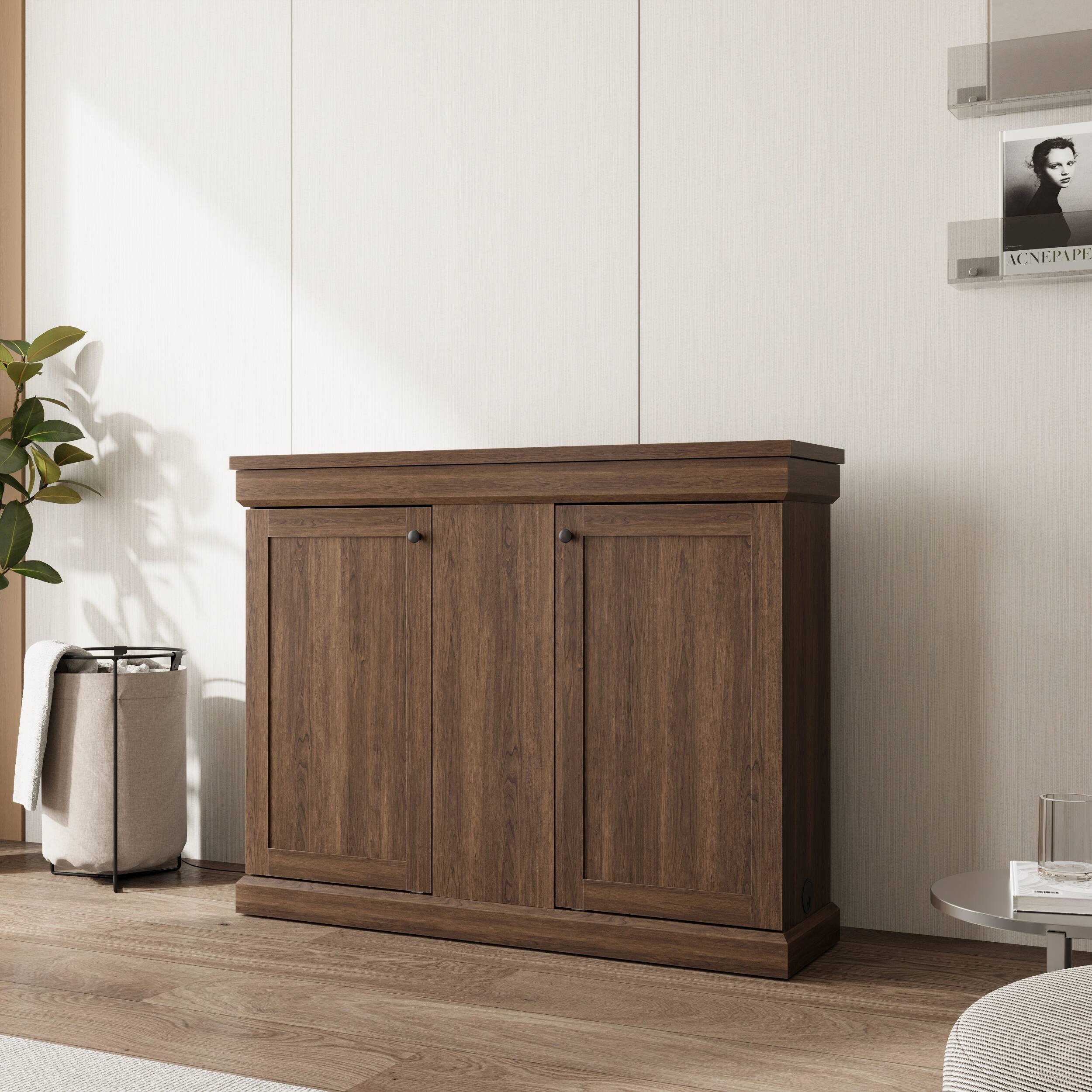 Alt View 2. Famapy - Smart Lift TV Cabinet for Up to 50 Inch TV, Remote Control Media Console with Hidden Storage Entertainment Center - Brown.