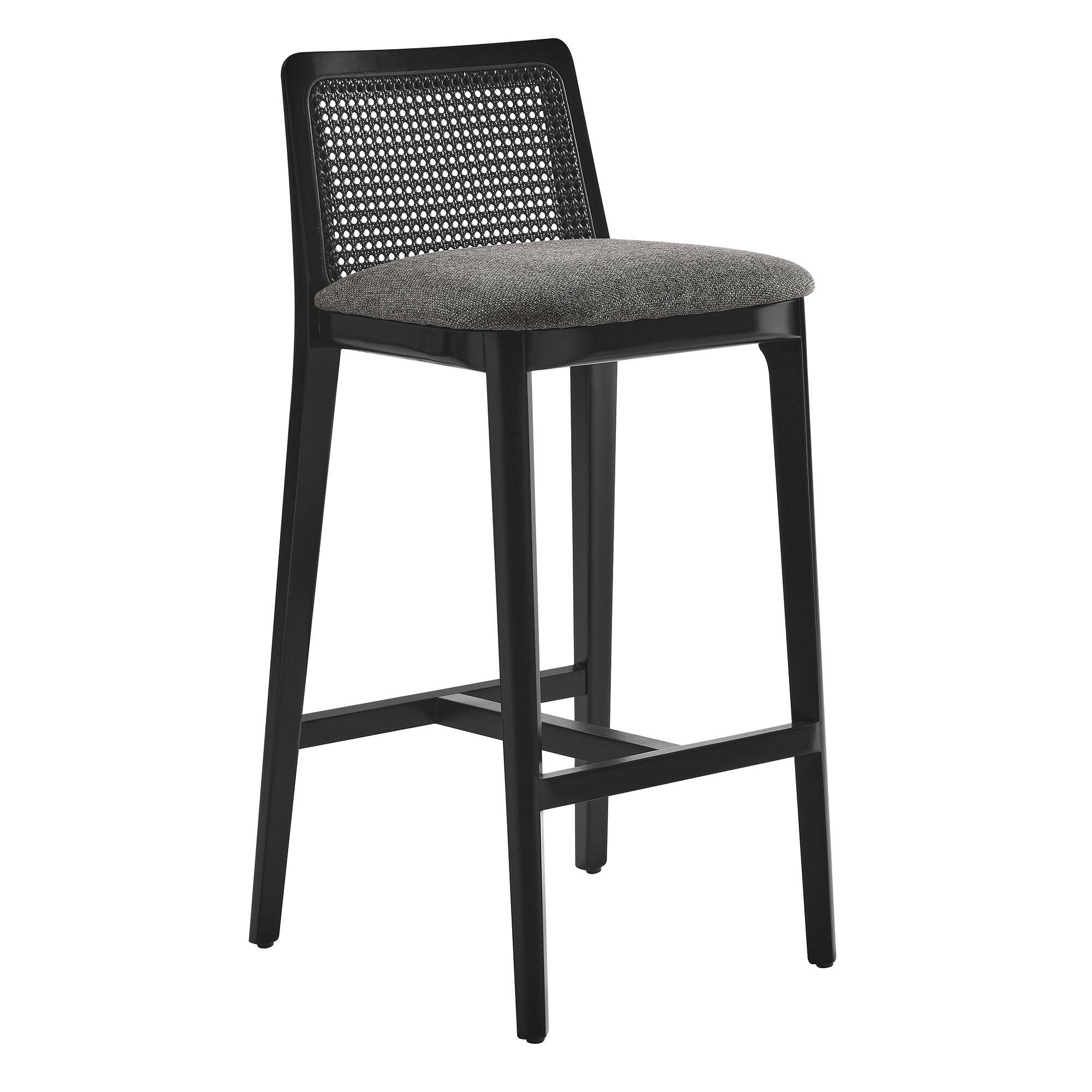 Angle. Modway - Monarch Wood and Rattan Bar Stool by Modway - Black Black Gray.
