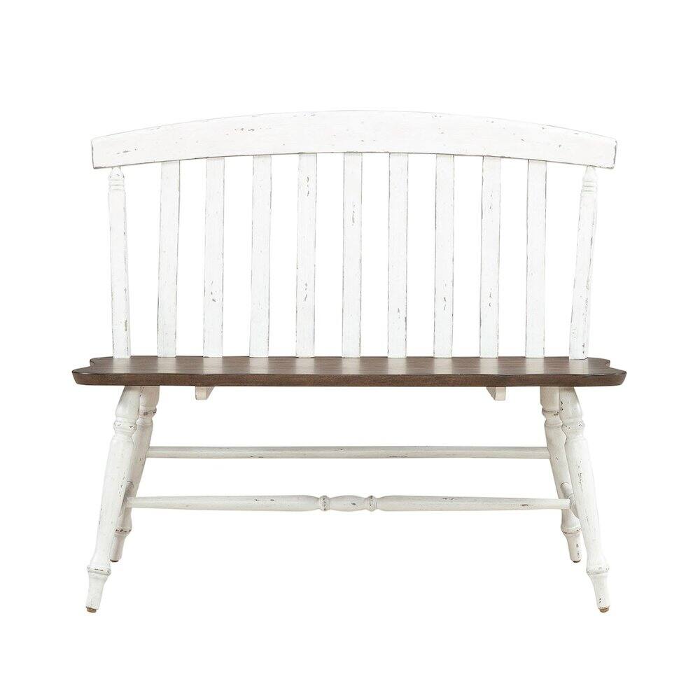 Alt View 2. Liberty Furniture Industries - Al Fresco Slat Back Bench for Dining Room - Graphite & Whitestone - Graphite & Whitestone.