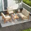 Alt View 4. Costway - 4 PCS Acacia Wood Patio Furniture Set with Soft Cushions and Coffee Table - Off White,Natural.