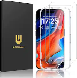 UNBREAKcable - 2-Pack Screen Protector Tempered Glass for iPhone 16 Pro Max - Clear