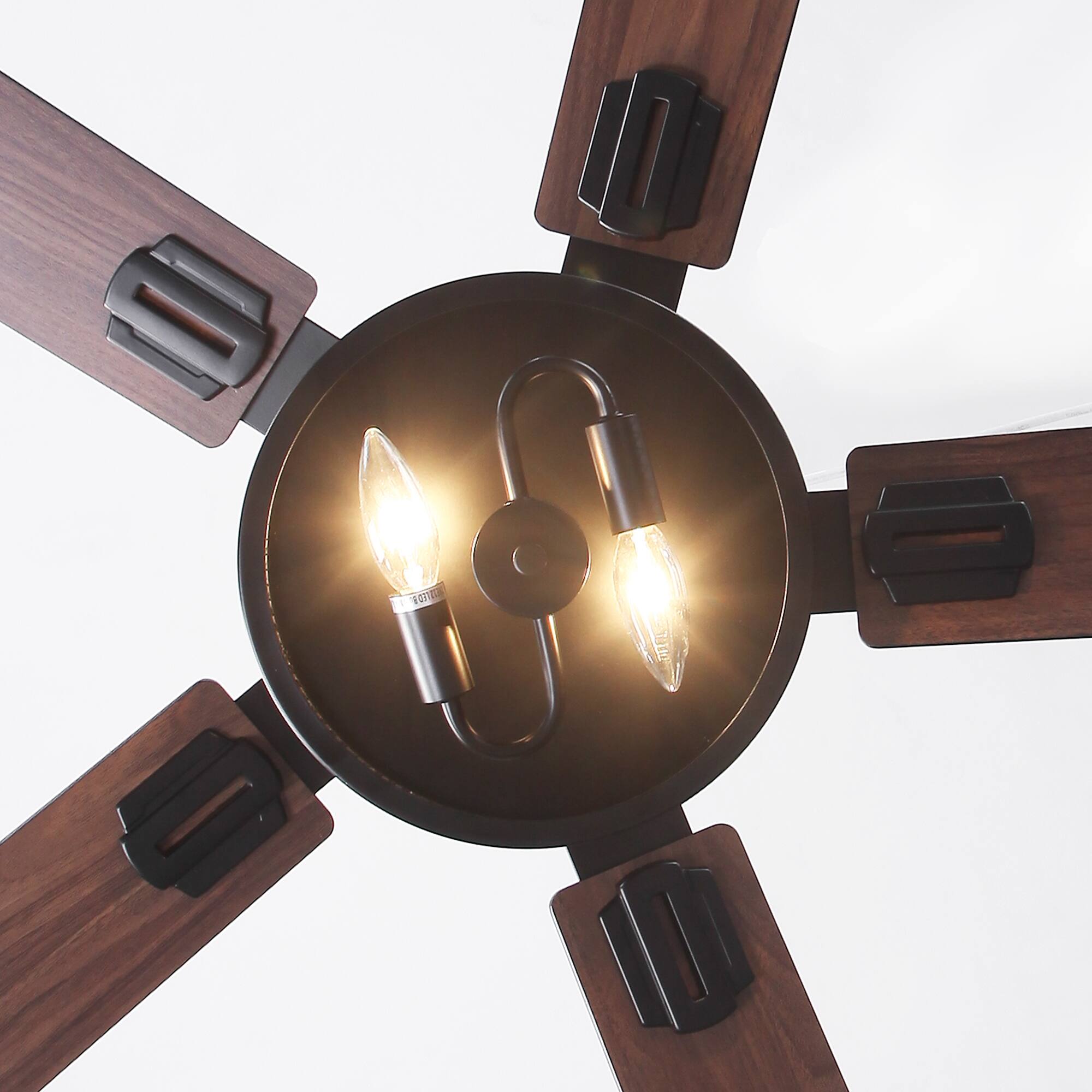 Alt View 5. Parrot Uncle - 60" Black Reversible Wood 5-Blade Smart Ceiling Fan with Light and APP Control - Matte Black.