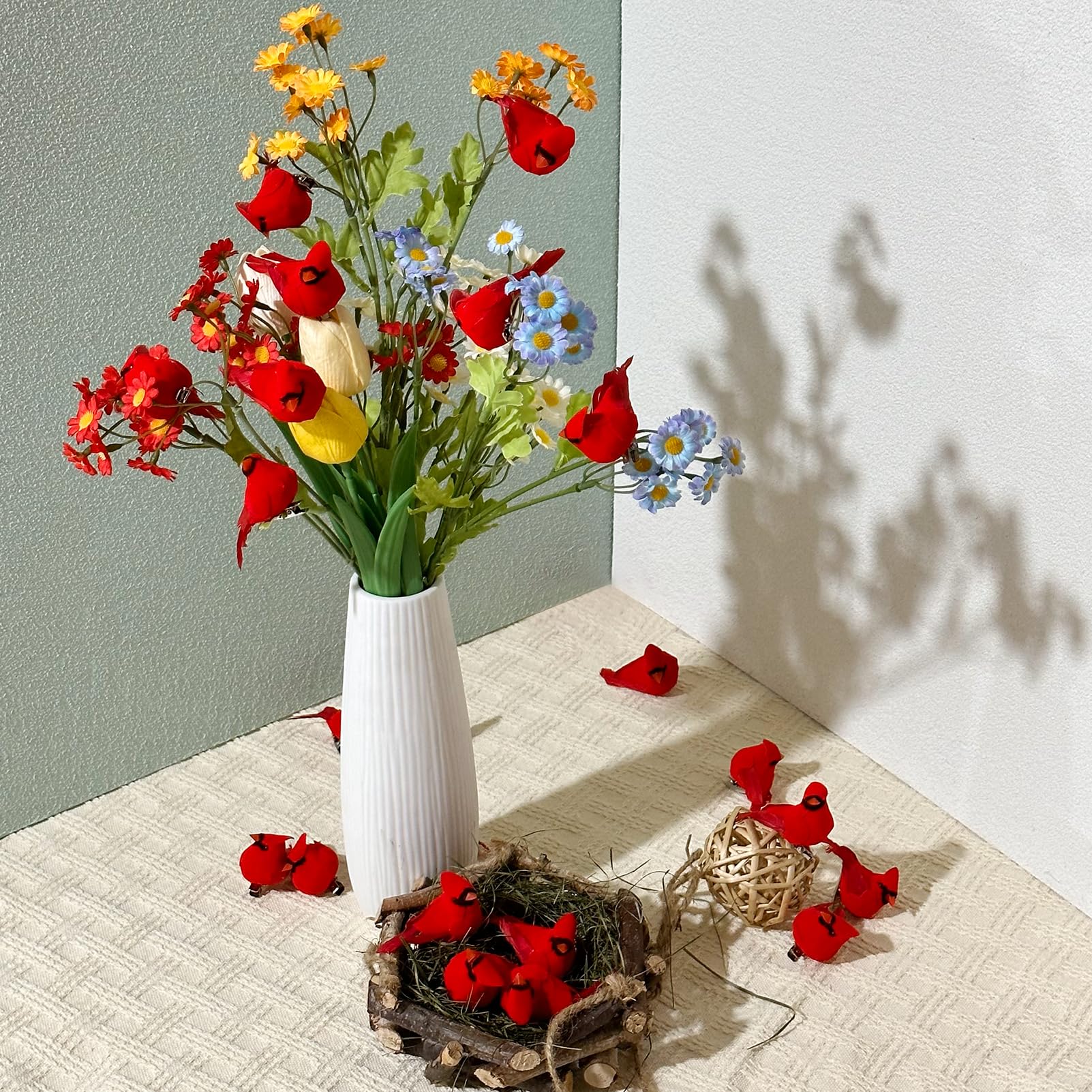 Alt View 5. Paradigms Interiors - Small Cardinals Tiny Mini Cardinal Birds For Crafts Artificial With Clip On Christmas Tree Decorations Yard... - 24pcs-clip.