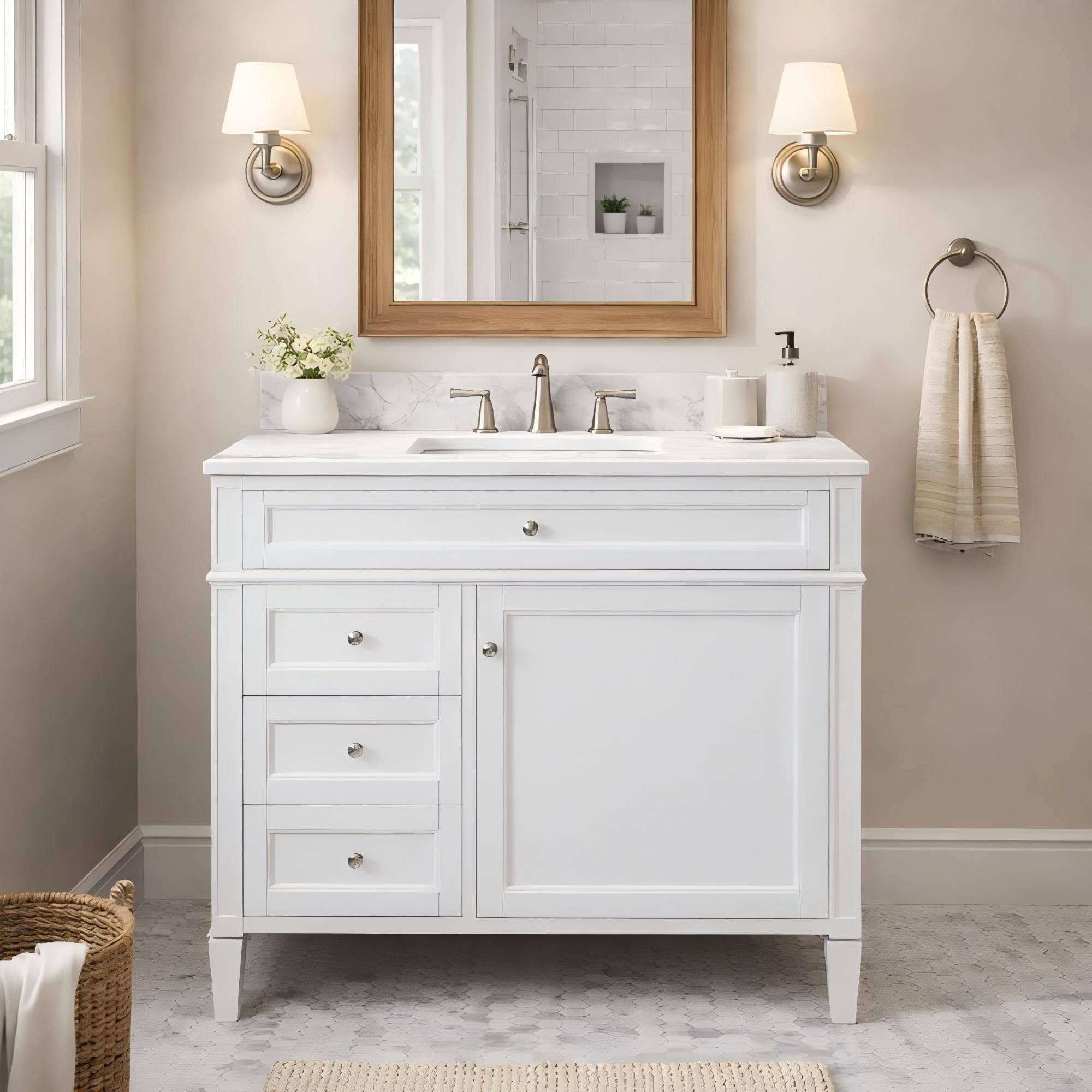 Alt View 1. Boyel Living - 36 Inch Modern Bathroom Vanity Cabinet Without Sink Solid Wood Frame White - White.