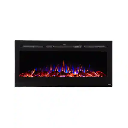 Front. Touchstone Home Products - 45 in. Wall Mounted Recessed Sideline Smart Electric Fireplace 1500W - Black.