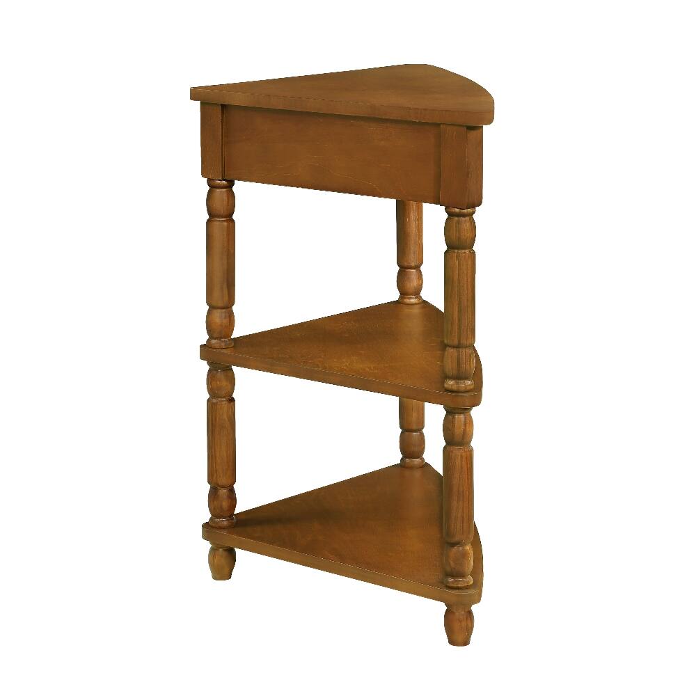 Alt View 2. Loheer - Loheer Triangle Corner Table Wood Corner Side Table for Small Spaces 3 Tier End Table with Solid Wood Legs Brown - Brown.