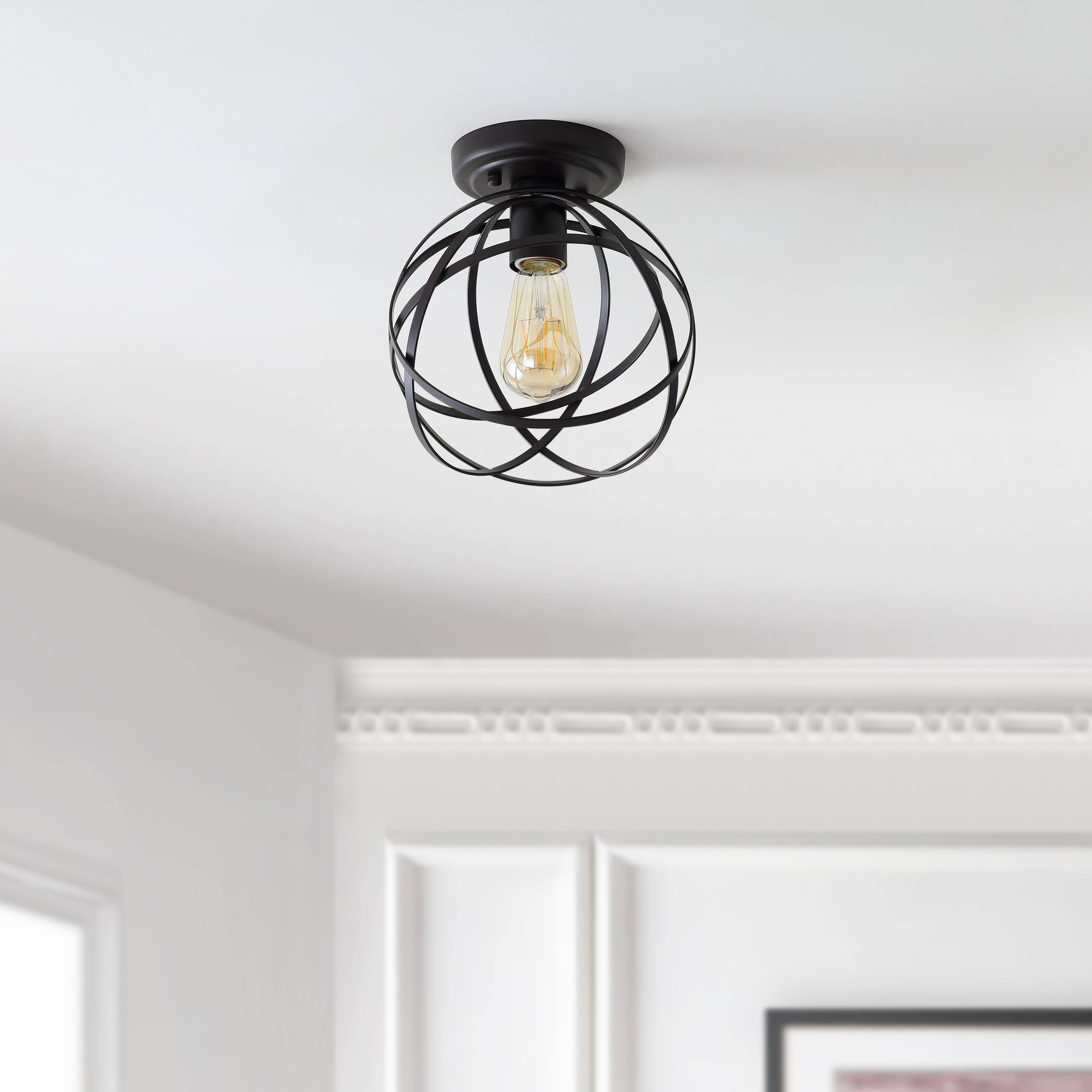 Alt View 5. Jonathan Y - Alba 8.5" Orb Metal LED Flush Mount, Oil Rubbed Bronze - Oil Rubbed Bronze.