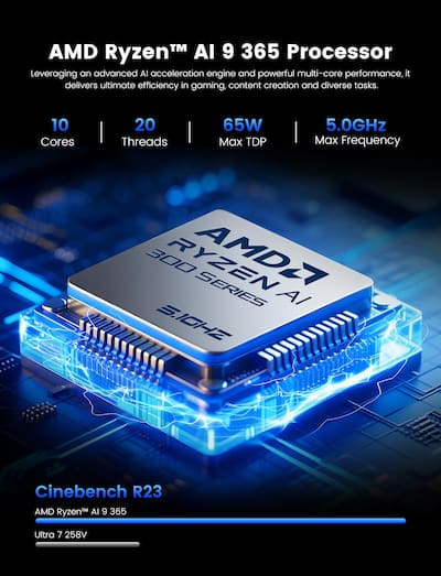 MINIX ER936 AI Mini PC, AMD Ryzen AI 9 365, 32GB DDR5/ 1TB PCIe MINIX ER936 AI Mini PC, AMD Ryzen AI 9 365, 32GB DDR5/ 1TB PCIe