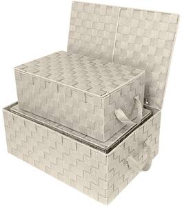 Sorbus - Set of 3 Storage Baskets for Organizing with Lid, Mesh, Linen, Organizer Storage Baskets for Shelves - Beige