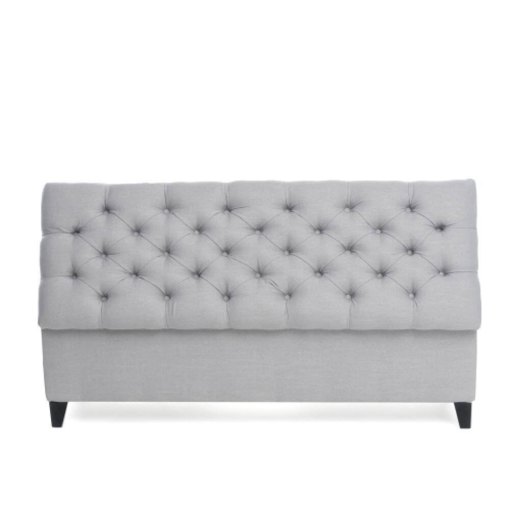 Alt View 3. PDTEND - Contemporary Storage Ottoman in Light Gray Fabric with Button Tufted Diamond Stitch Design - Light Gray.