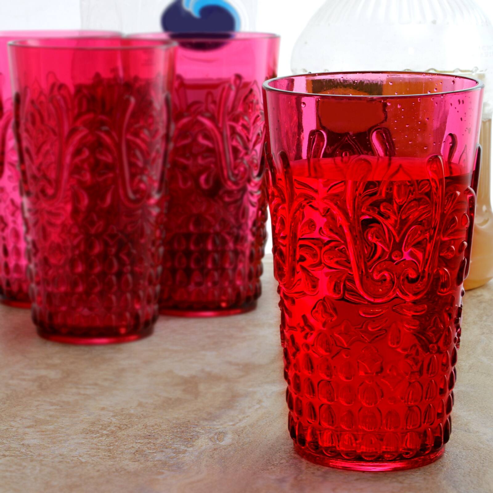 Left. Studio California - Studio California Elmira 20.5 oz Acrylic Tumbler in Red, Set of 8 - Red.