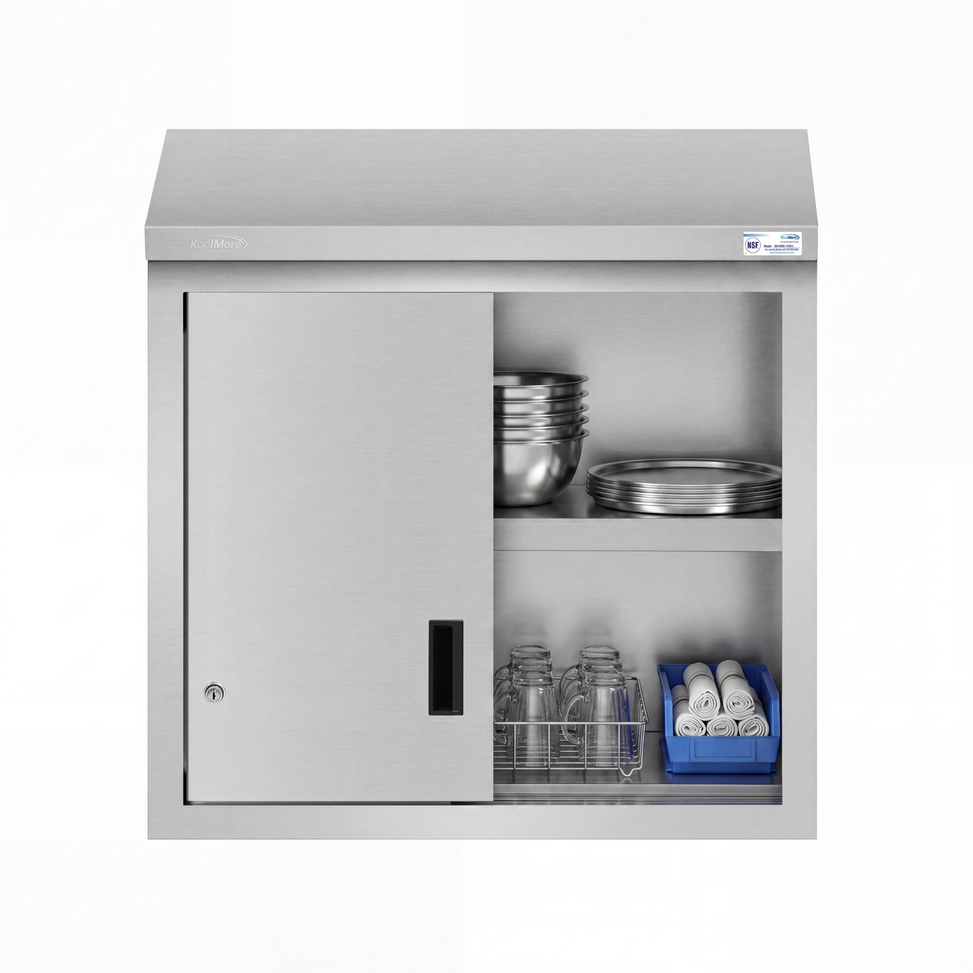 Alt View 1. Koolmore - 30 Inch Stainless Steel Commercial Wall Cabinet with Sliding Doors NSF - Stainless-Steel.