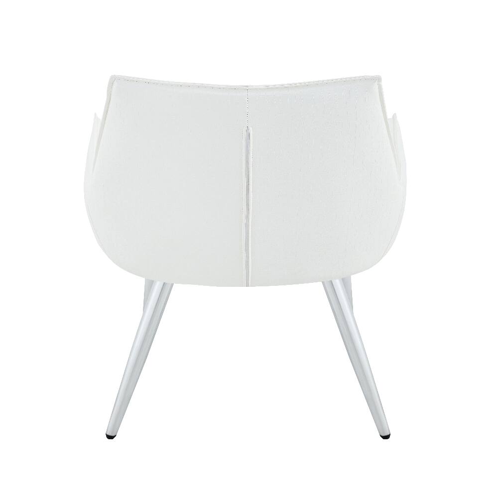 Alt View 3. Loheer - Loheer Crocodile Pattern Accent Chair Set of 2 White PU Leather - White.