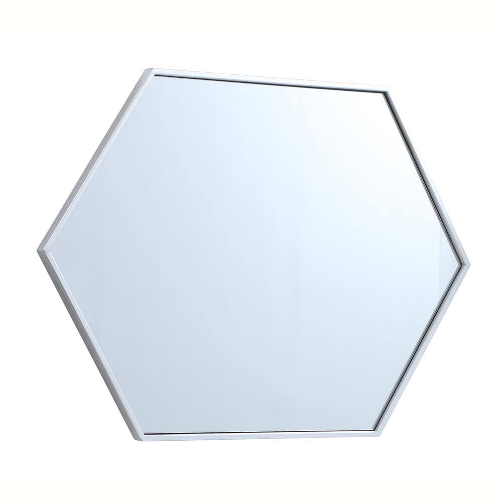 Left. Elegant Decor - Metal frame hexagon mirror 24 inch in silver - Silver.
