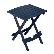 Front. Adams - Adams Quik Fold Midnight Rectangular Resin Folding Side Table - Blue.