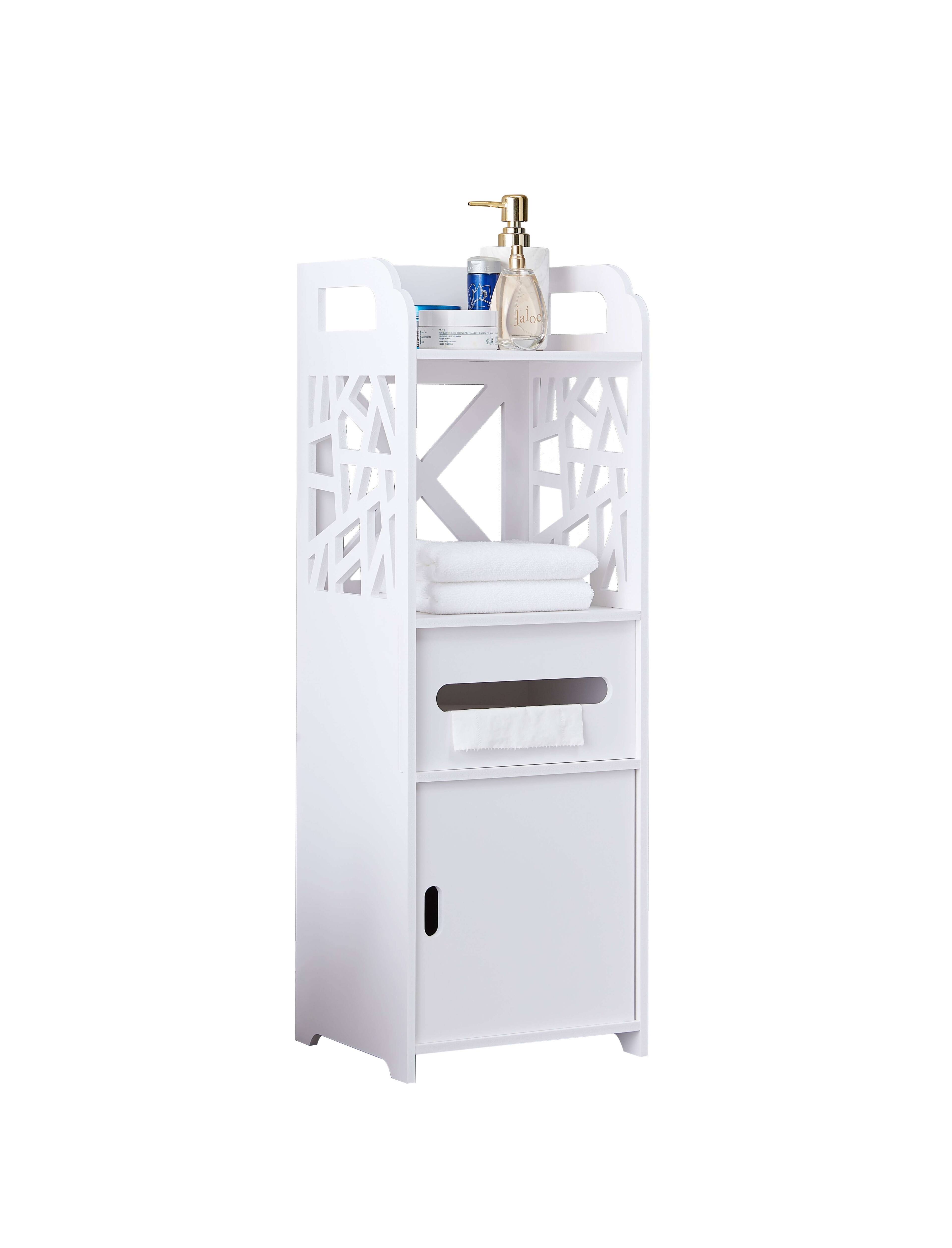 Angle. Kings Brand Furniture - Kings Brand Furniture White Freestanding Bathroom Storage Cabinet with Doors and Open Shelf - White.