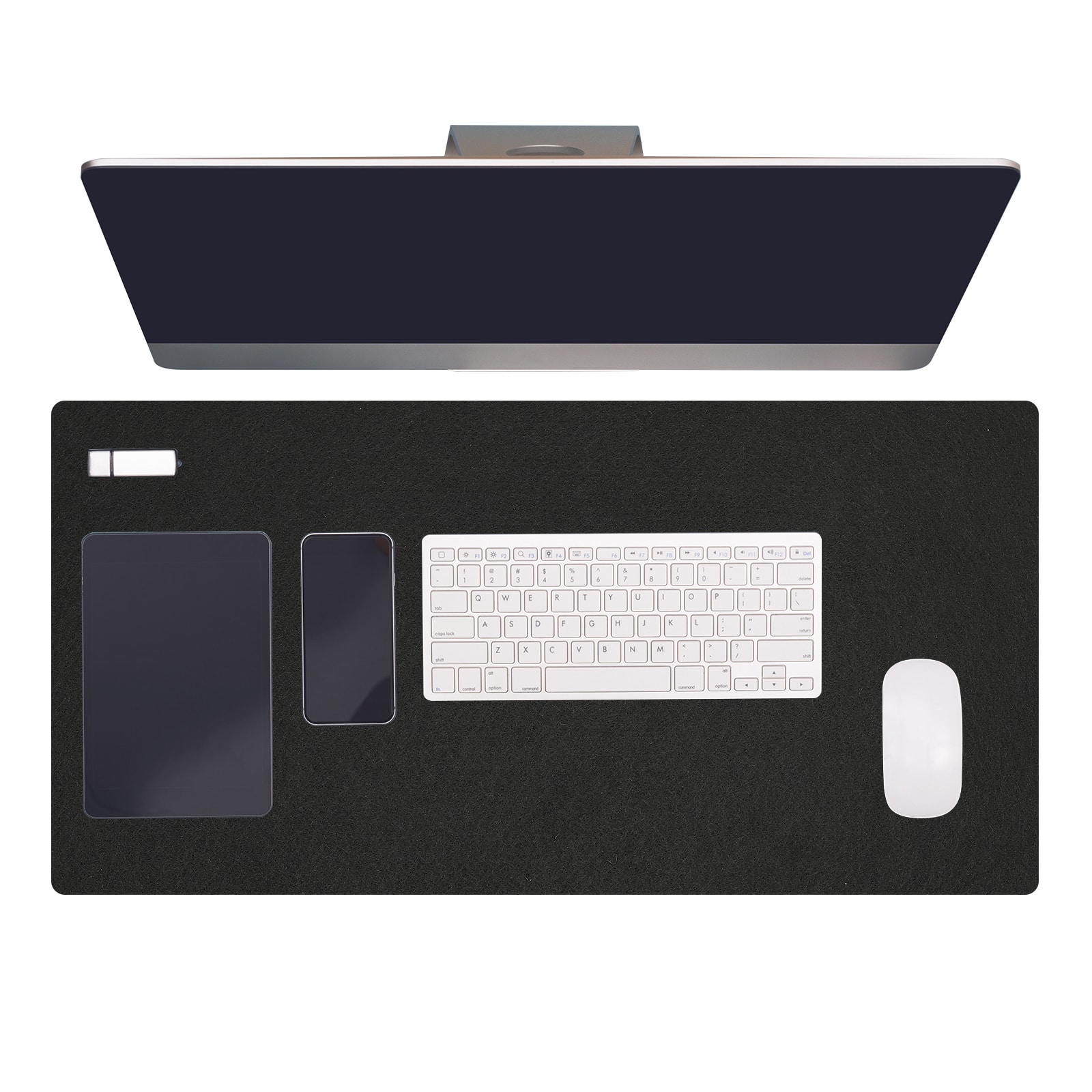 Unique Bargains - 31.5" x 15.7" Large Felt Desk Pad, Upgrade Non-Slip Mat Full Table Pad for Laptop Computer Writing Desk Gaming Home - Black