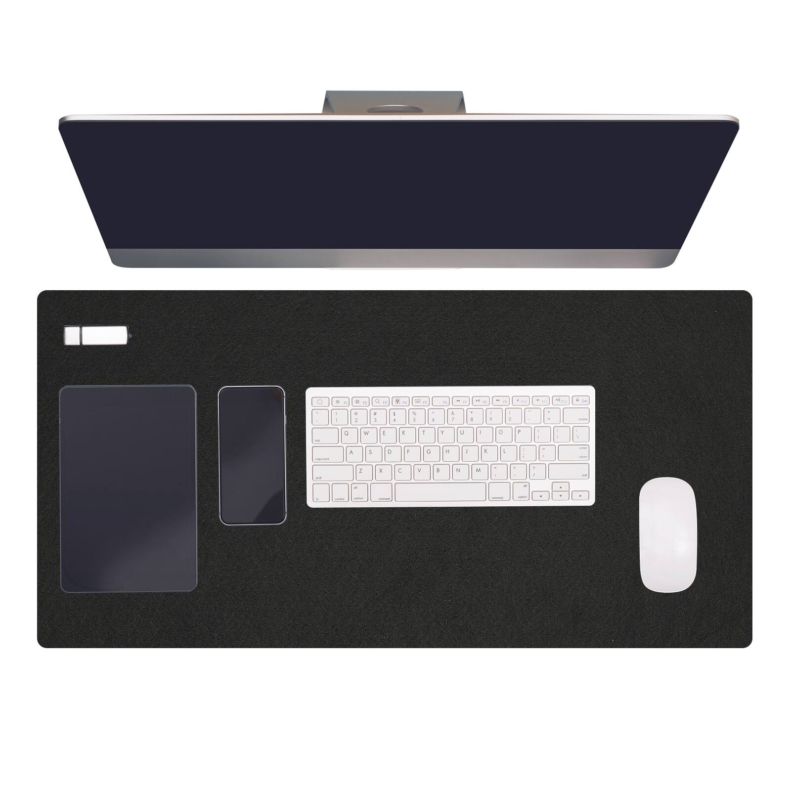 Front. Unique Bargains - 31.5" x 15.7" Large Felt Desk Pad, Upgrade Non-Slip Mat Full Table Pad for Laptop Computer Writing Desk Gaming Home - Black.