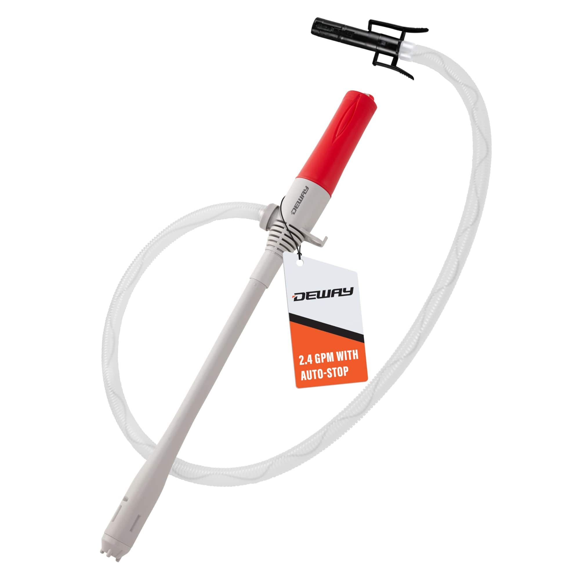 Deway - Automatic Small 15" Fuel Transfer Pump W/Auto-Stop & Beep, D Battery Powered, 2.4 Gal/Minute - Gray