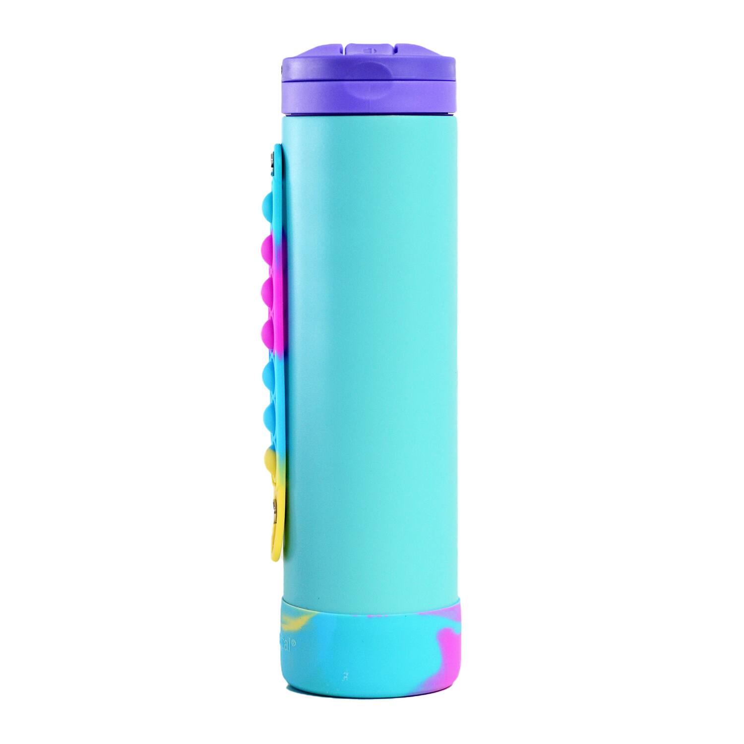 Alt View 6. Elemental - Iconic Pop Stainless Steel Fidget Water Bottle 20 Oz Flip-open Sports Cap - Blue Tie Dye.