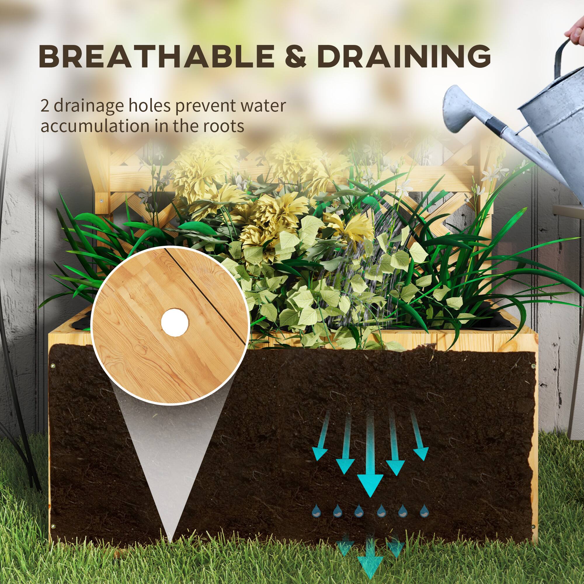 BREATHABLE & DRAINING
2 drainage holes prevent water accumulation in the roots