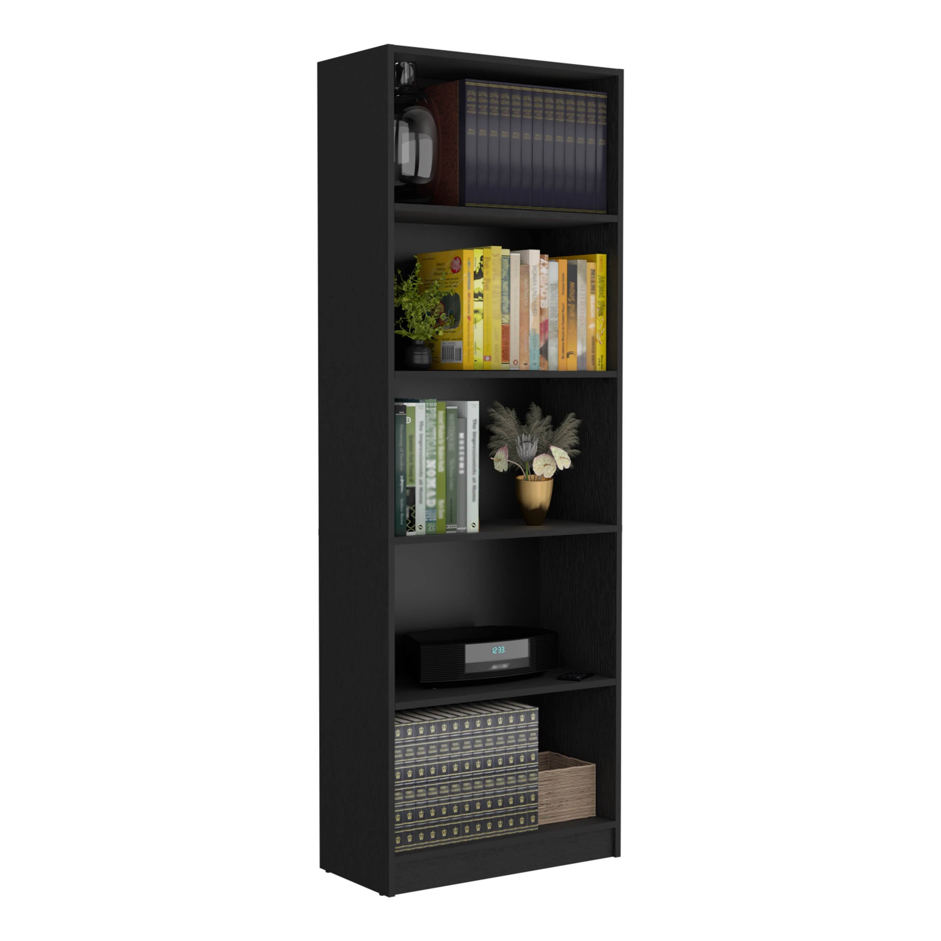 Alt View 1. Depot Eshop - Vinton 4-Tier Bookcase with Modern Storage for Books and Decor - Black.