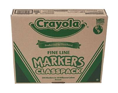 Crayola  
Preferred by Teachers!  
FINE LINE MARKERS  
CLASSPACK  
200 Markers in 10 Different Colors