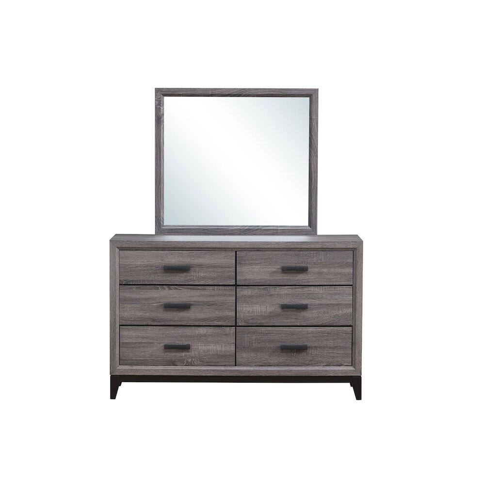 Back. Global Furniture USA - Rustic Transitional Kate Foil Grey Mirror - Foil Grey.