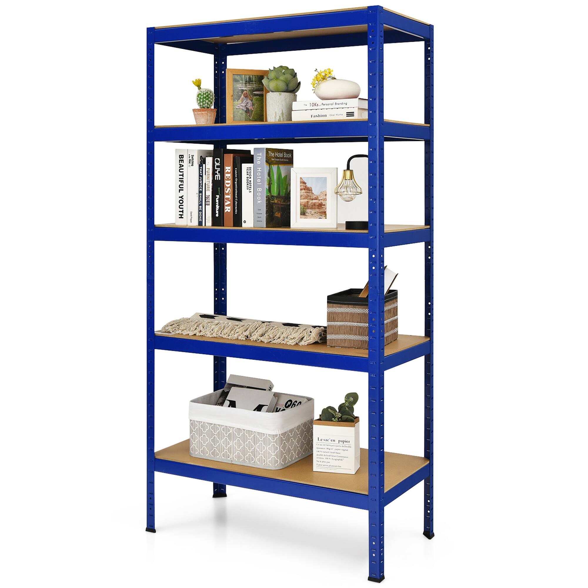 Alt View 5. Gymax - Gymax 72'' Steel 5-tier Garage Shelf Metal Storage Adjustable Unit Blue - Blue.