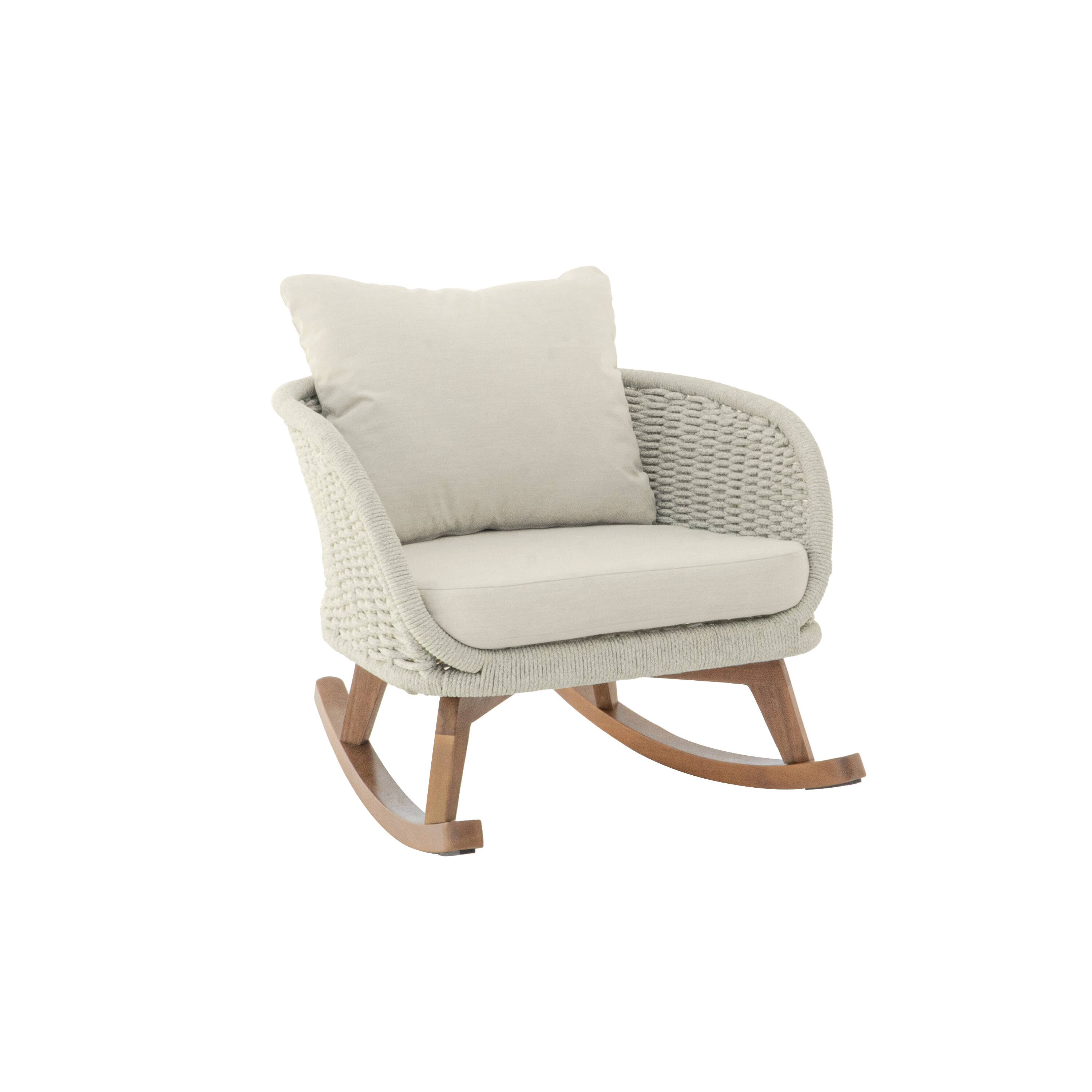 Left. Tiramisubest - Contemporary Minimalist Wicker Rocking Chair with Cushions and Wooden Frame for Indoor and Outdoor Spaces,Beige+Natural - Beige+Natural.
