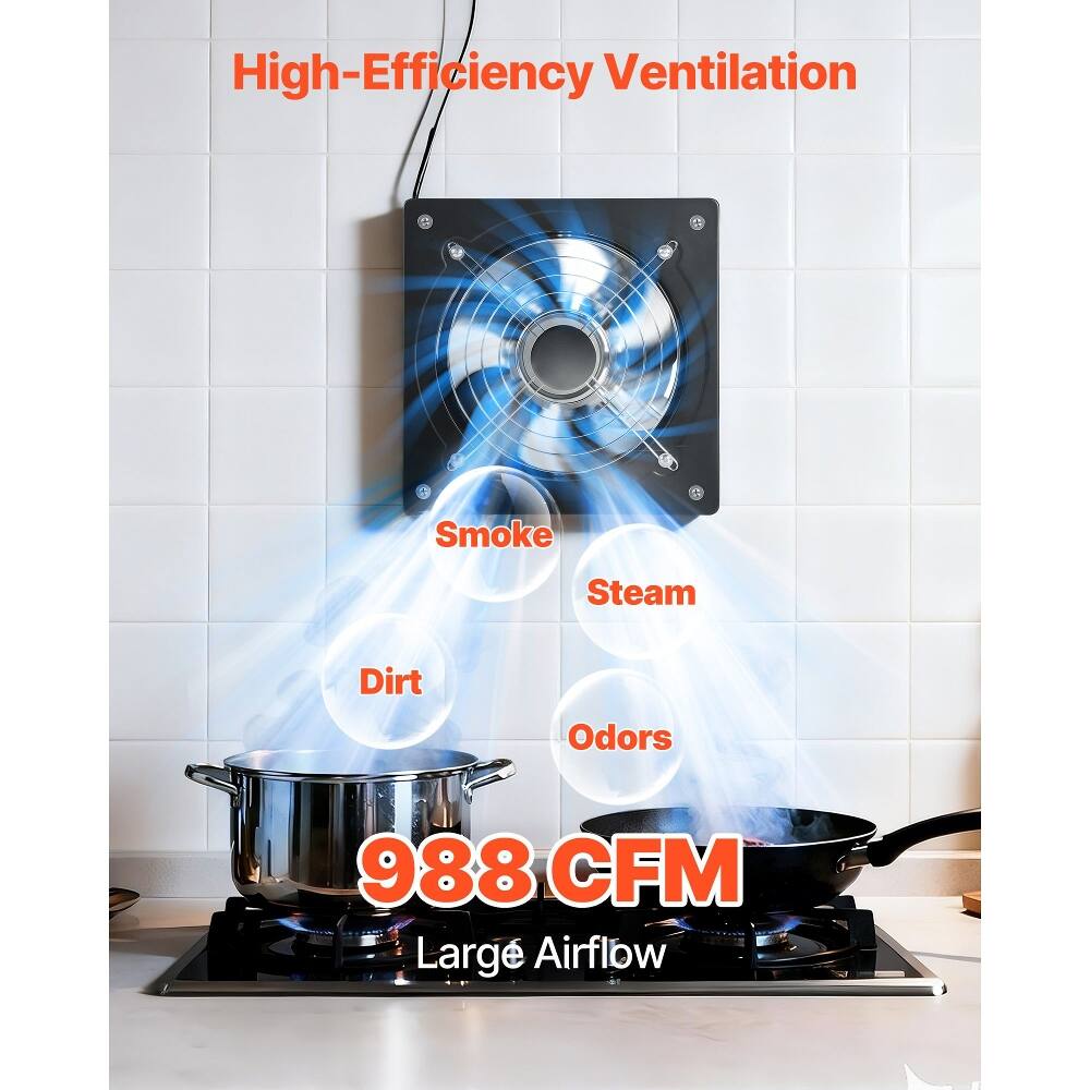 High-Efficiency Ventilation Smoke Steam Dirt Odors 988 CFM Large Airflow