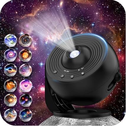 Front. The Best Inks - Galaxy Projector For Bedroom Pro Version Upgraded Film Disc Star 12 In 1 Planetarium Hd Image Adjustable Knob 360° - Black.