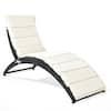 Front. Costway - Folding Patio Rattan Lounge Chair Chaise Cushioned Portable Garden Lawn - Black,White.