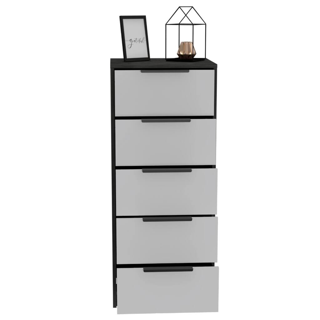 Alt View 2. TinyHomie - Dresser 42in H 5 Drawer Vertical Dresser White / Smokey Oak - White.