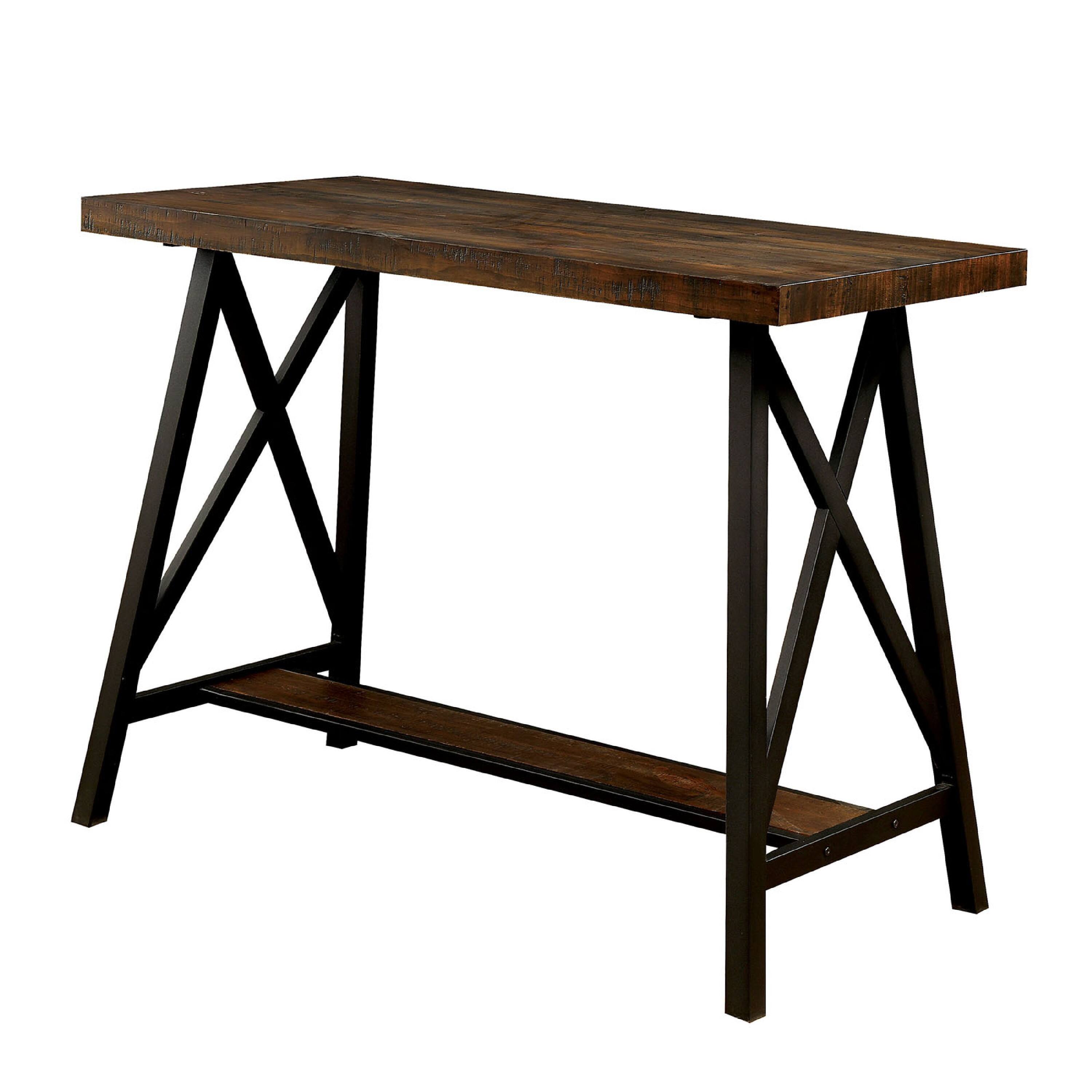 Alt View 1. Manhattan Lane - Wooden Counter Height Table With Angled Metal Legs - Black And Brown.
