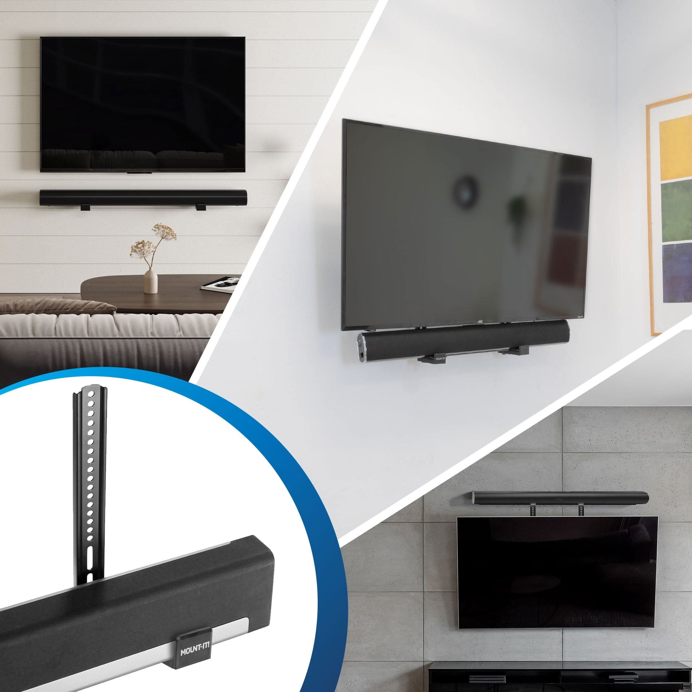 Angle. Mount-It! - Universal Soundbar Brackets for TV & Wall Mounting with Adjustable Angles & Heavy-Duty Support - Black.