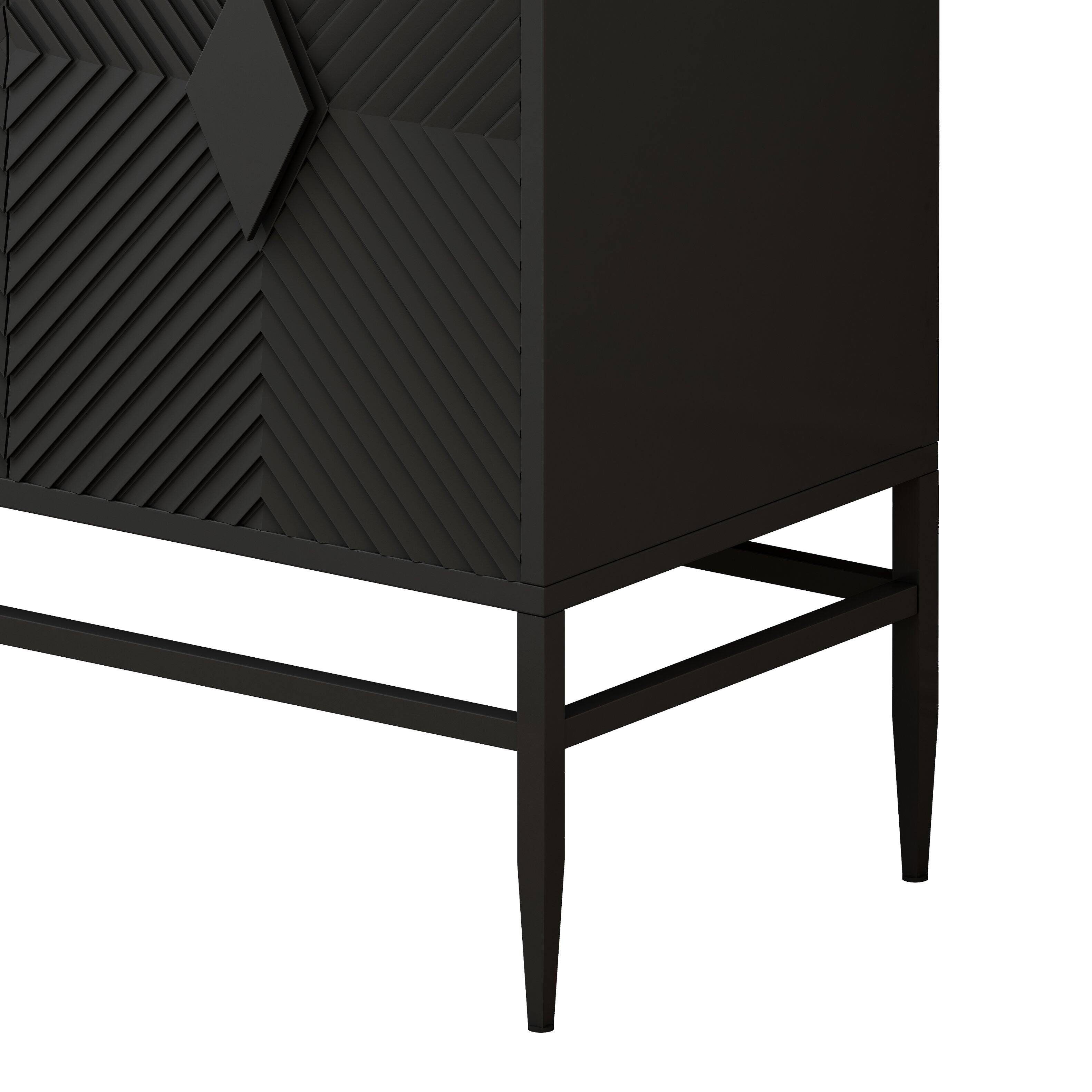 Alt View 7. Loheer - Loheer 31.5-Inch Modern Black Accent Cabinet Two Door Wooden Storage Cabinet with Metal Legs for Living Room - Black.