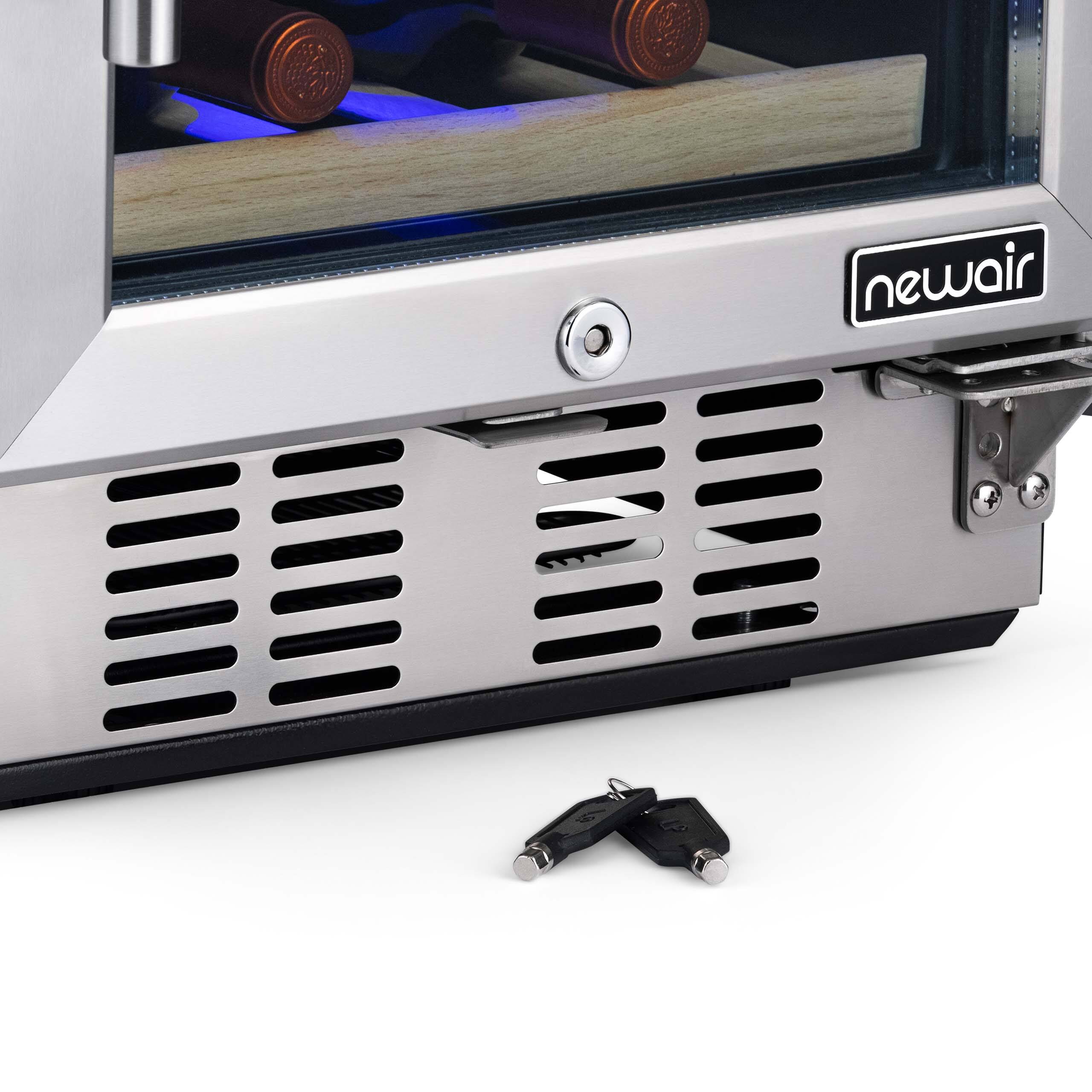 Alt View 11. NewAir - 15” Built-in 29 Bottle Dual Zone Compressor Wine Fridge with Recessed Kickplate and Carbon Filter - Stainless Steel.