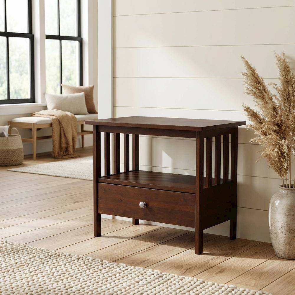 Alt View 2. FurniFact - Espresso TV Stand with Hardwood Construction and Modern Design - Brown.