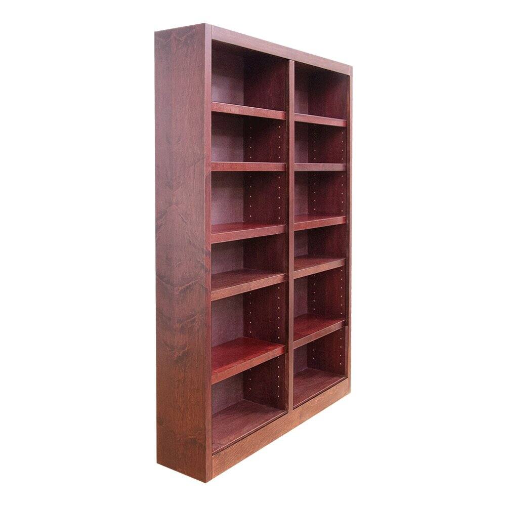 Left. Concepts in Wood - Double Wide Bookcase 12 Shelves Cherry Finish - Red.