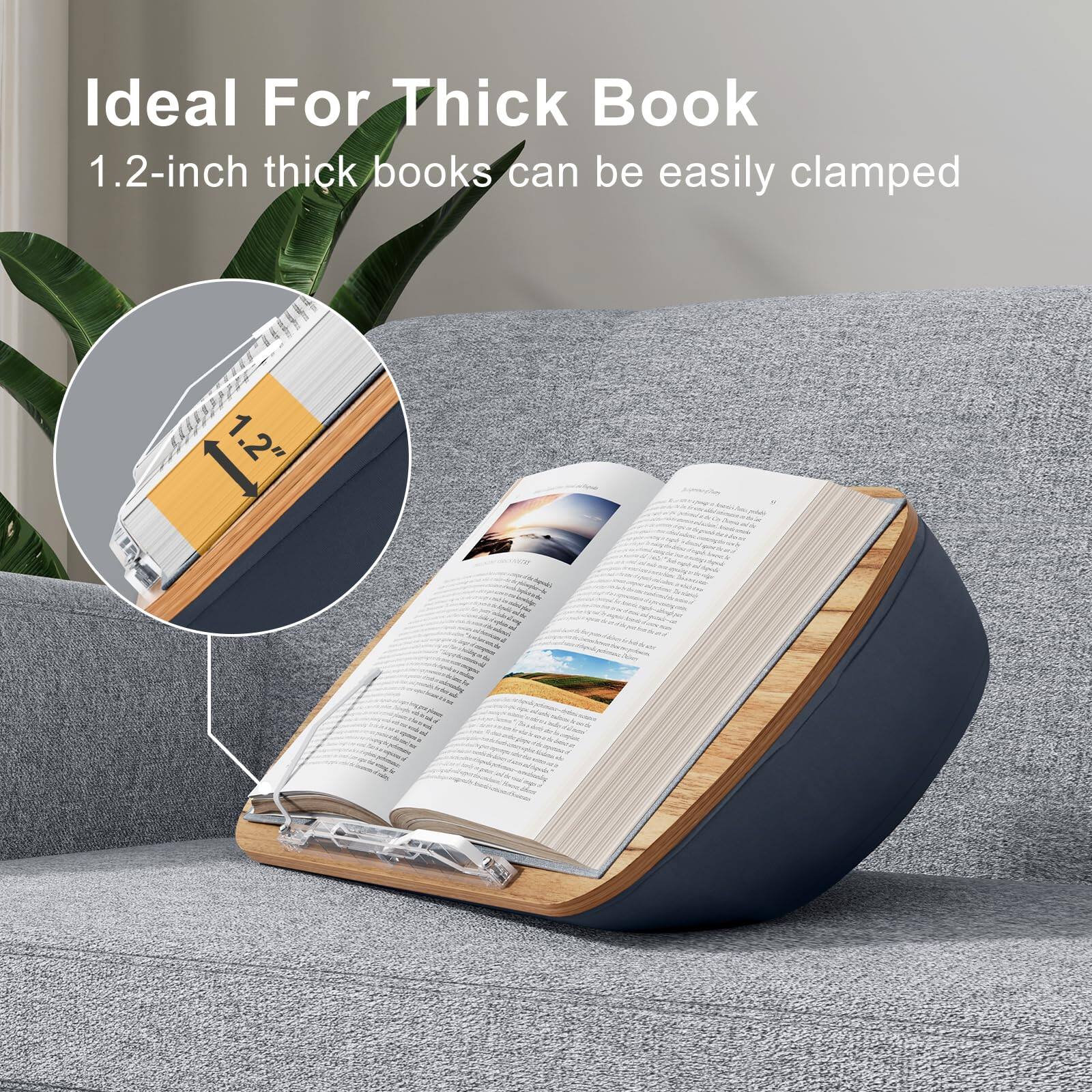 Ideal For Thick Book  
1.2-inch thick books can be easily clamped