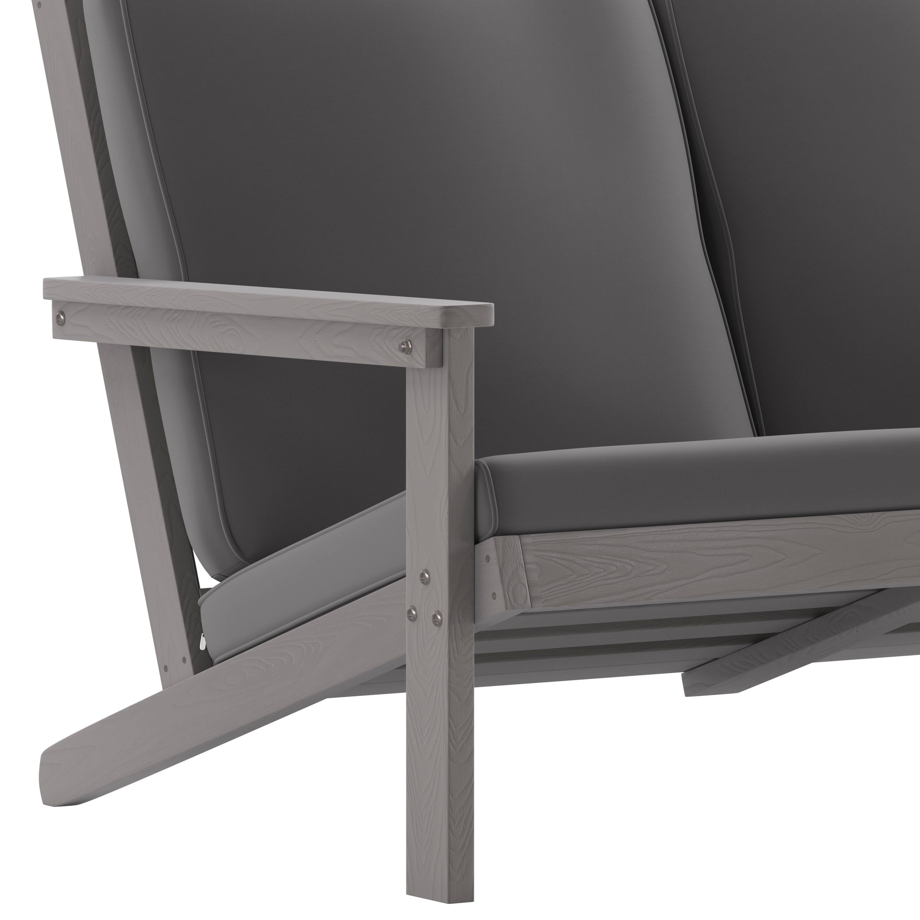 Alt View 10. Emma + Oliver - Hammond All-Weather Polyresin Adirondack Loveseat with Deep Seat and Comfortable Back & Seat Cushions - Gray Cushions/Gray Frame.