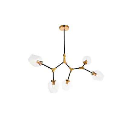 Front. Urban Classic - Cavoli 5 light in Light Antique Brass and Flat Black Pendant - Light Antique Brass And Flat Black.