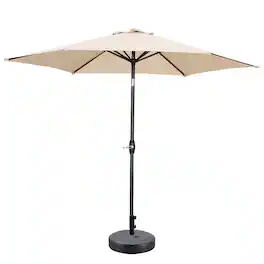 Ainfox - 9ft Patio Umbrella With Argyle umbrella base - Khaki
