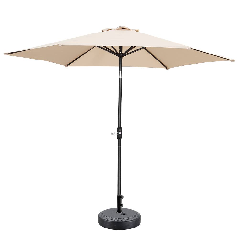 Front. Ainfox - Ainfox 9ft Patio Umbrella With Argyle umbrella base - Khaki.