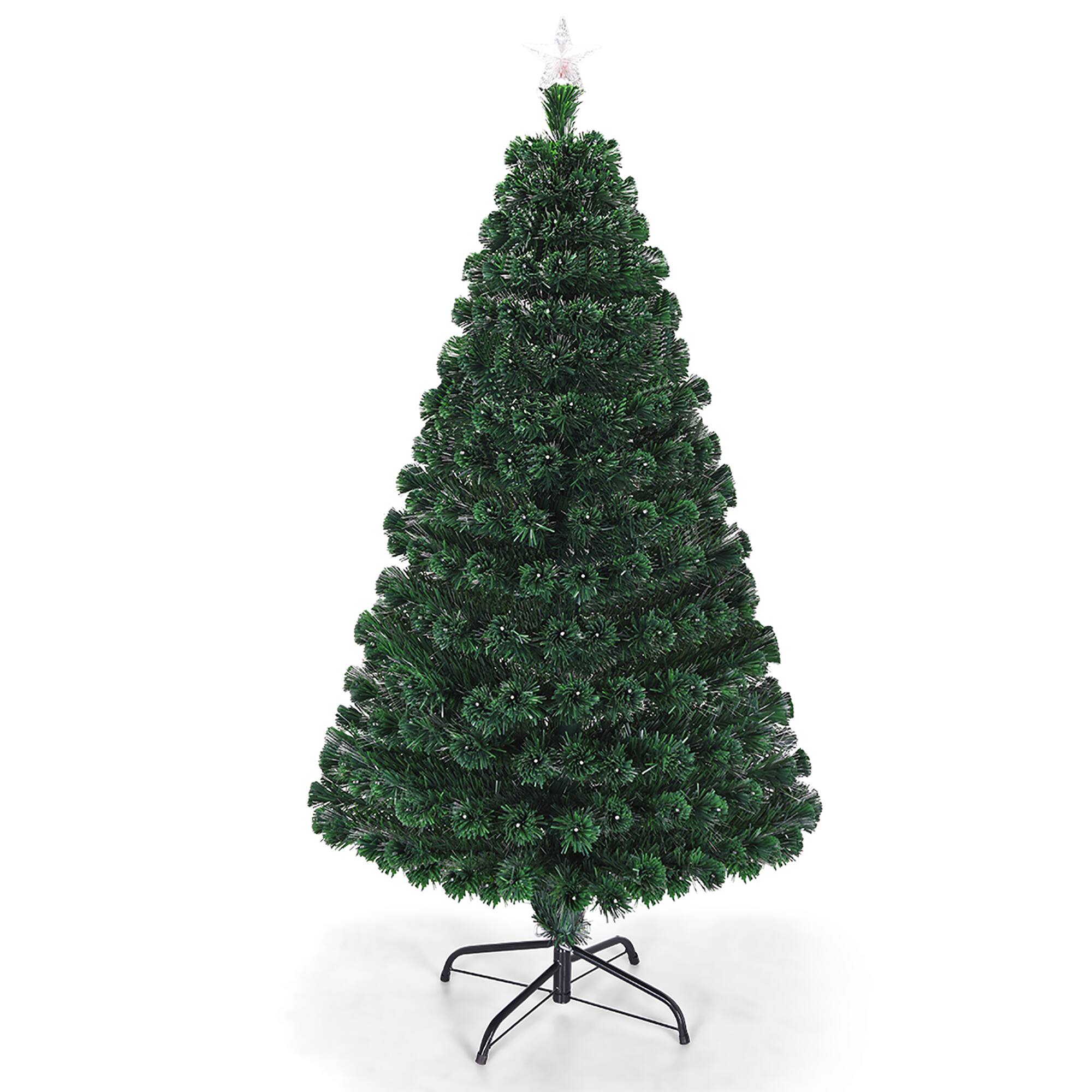 Alt View 18. Costway - 5ft Pre-Lit Christmas Tree Fiber Optic Multicolor LED Lights - Green.