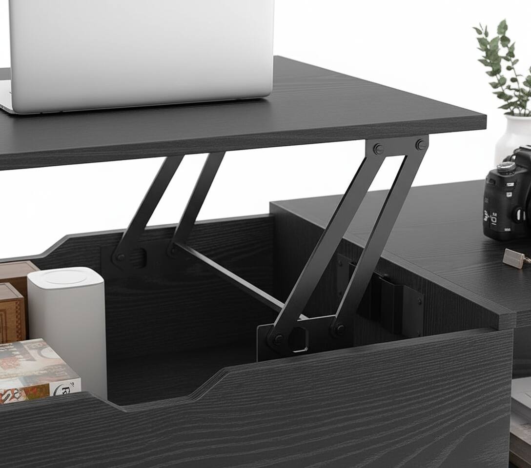 Left. AOITUN - Lift Top Coffee Table with Storage , Versatile Furniture for Daily Use, Ideal for Living Room or Office - black.