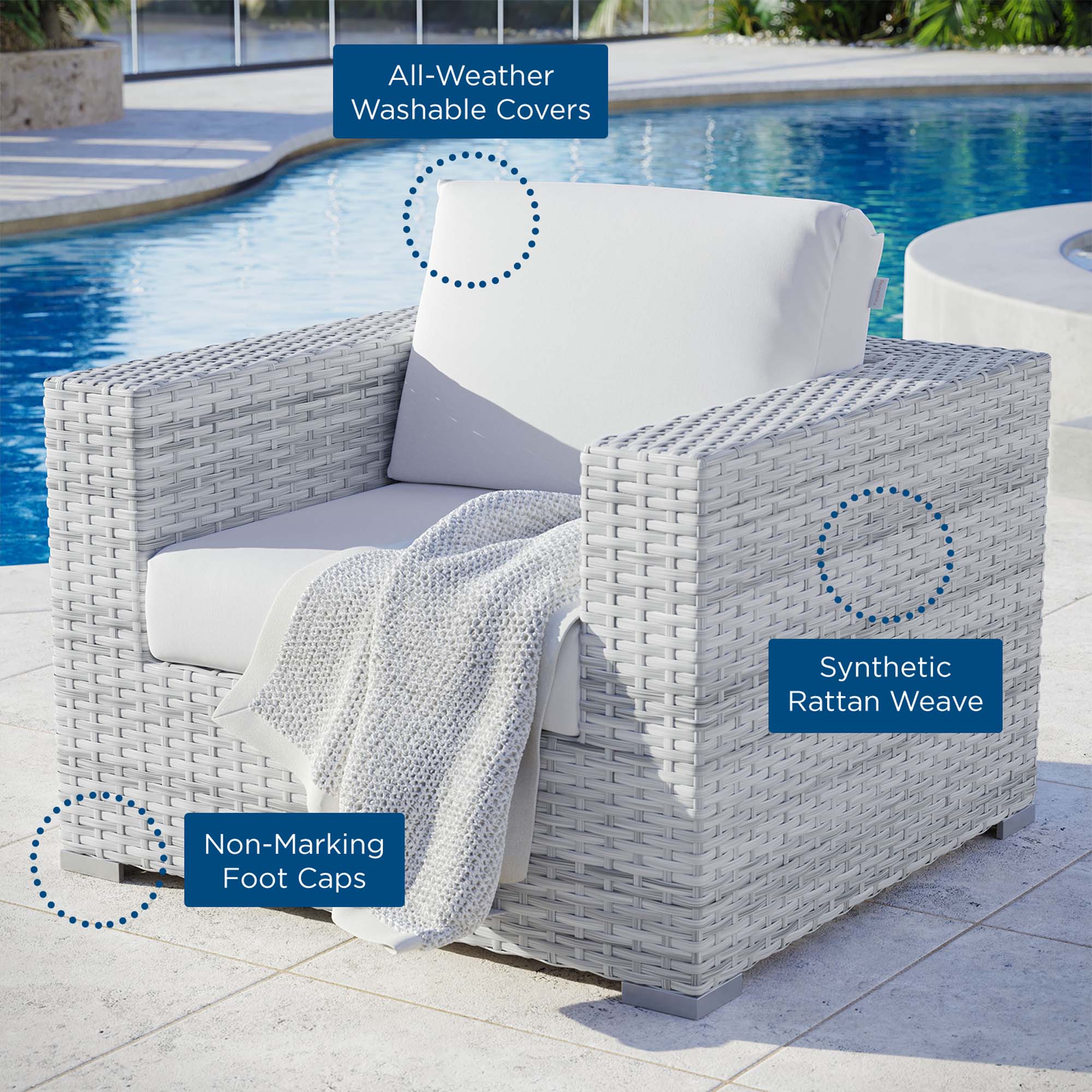 All-Weather Washable Covers Synthetic Rattan Weave Non-Marking Foot Caps
